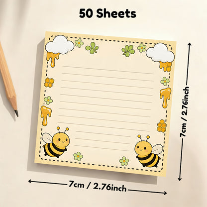 Daily Aesthetic Bee Pattern Memo Pad - Versatile Lined Notebook for Students, Journaling & Reminders