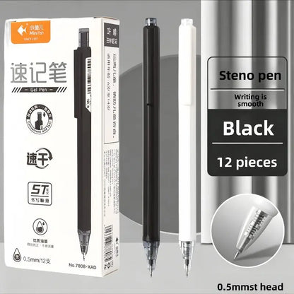 YuXiaoyuer 7808 Click Gel Pen 0.5mm ST Tip Quick Note Black Ink School Office Writing Pen