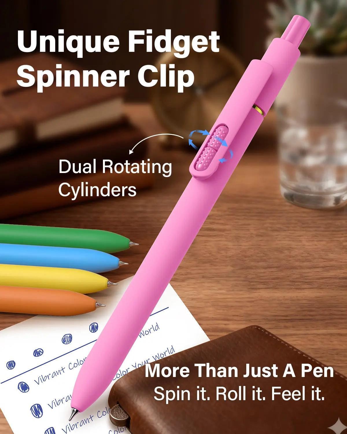 8Pcs Dopamine Colors Gel Pens - 0.5mm Fine Tip CS Twin-Ball Quick Dry Smooth Write, Rubber Grip Cute Aesthetic Fidget Clip Pens, Student Office Stationery Supplies, Back to School Must Haves