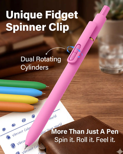 8Pcs Dopamine Colors Gel Pens - 0.5mm Fine Tip CS Twin-Ball Quick Dry Smooth Write, Rubber Grip Cute Aesthetic Fidget Clip Pens, Student Office Stationery Supplies, Back to School Must Haves