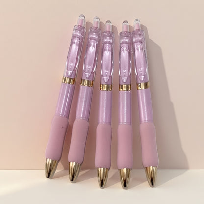 5pcs Gel Pen Soft Grip Click Pens, Smooth Writing with Continuous Ink, 0.5mm Black Refill Click Pen