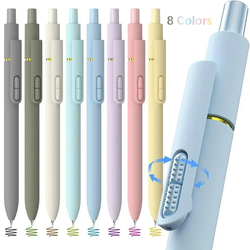 8 Pack Gel Pens, Quick-Drying Black & Color Ink, 0.7mm Fine Point Fidget Pen Smooth Long-Lasting Ink Pens, Stress Relief , No Smear, No Bleed, Journaling, Note Taking ,School Office, Gifts for Men Women