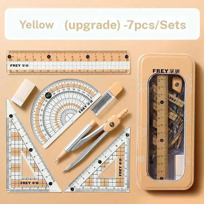 Compass & Ruler Set, Measuring Instrument, 7 Counts/set Including Compass & Measuring Ruler& Eraser & Lead, School Supplies for Students, Office Supplies