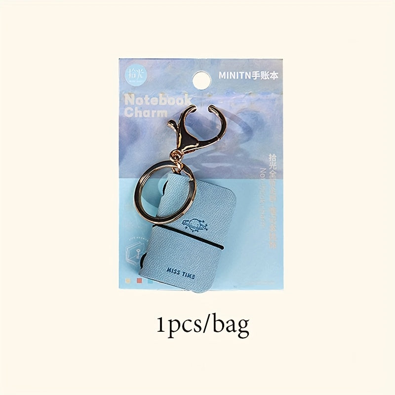 Travel MINI PU Leather Keychain Notebook - Monet-Inspired Impressionist Art Journal, Undated Pages, Compact Portable Planner for Daily Use & Gift (Blue, Grey, Red, Pink, Brown)
