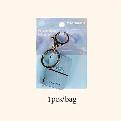 Travel MINI PU Leather Keychain Notebook - Monet-Inspired Impressionist Art Journal, Undated Pages, Compact Portable Planner for Daily Use & Gift (Blue, Grey, Red, Pink, Brown)