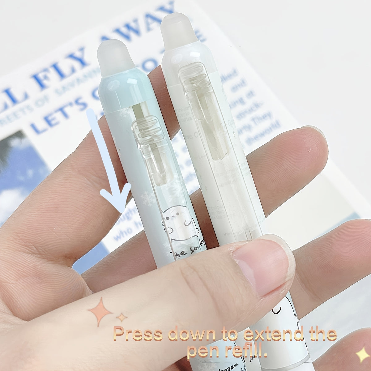 2/3pcs Random Cute Little Seal Pattern Erasable Pen, Side-Press High-Value Click Pen, 0.5mm Gel Pen, Suitable for Office and Study - Pcs