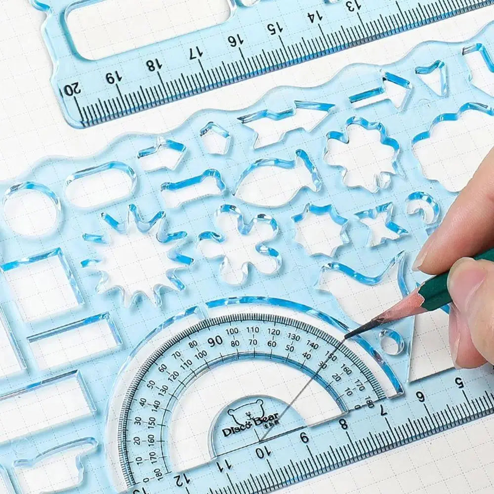 Multi Shaped Plastic Ruler Painting Drawing Template Oval Geometric Template Curve Pattern Ruler Stationery Office Supplies