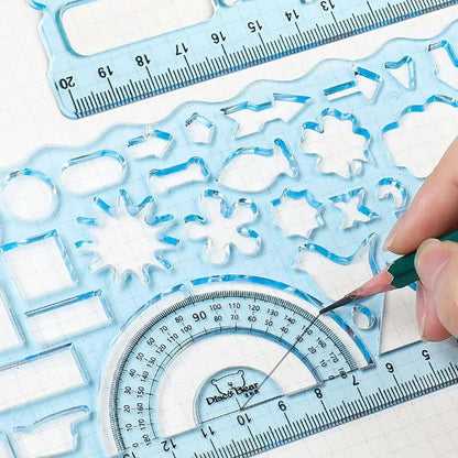 Multi Shaped Plastic Ruler Painting Drawing Template Oval Geometric Template Curve Pattern Ruler Stationery Office Supplies