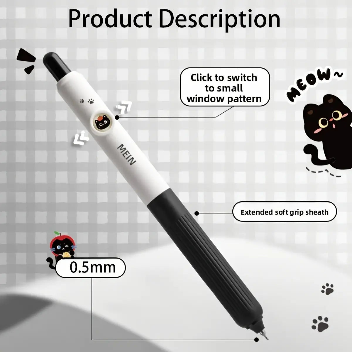 4pcs Kawaii Cat Rotate Gel Pens with Meow & Paw Print Design, 0.5mm Fine Point Quick-Dry Black Ink-Smooth Writing Retractable Pens Cute, Ergonomic Grip - for Students &School, Office, Diary, Journaling - Birthday/Christmas Gift, Stationery Writing Tools