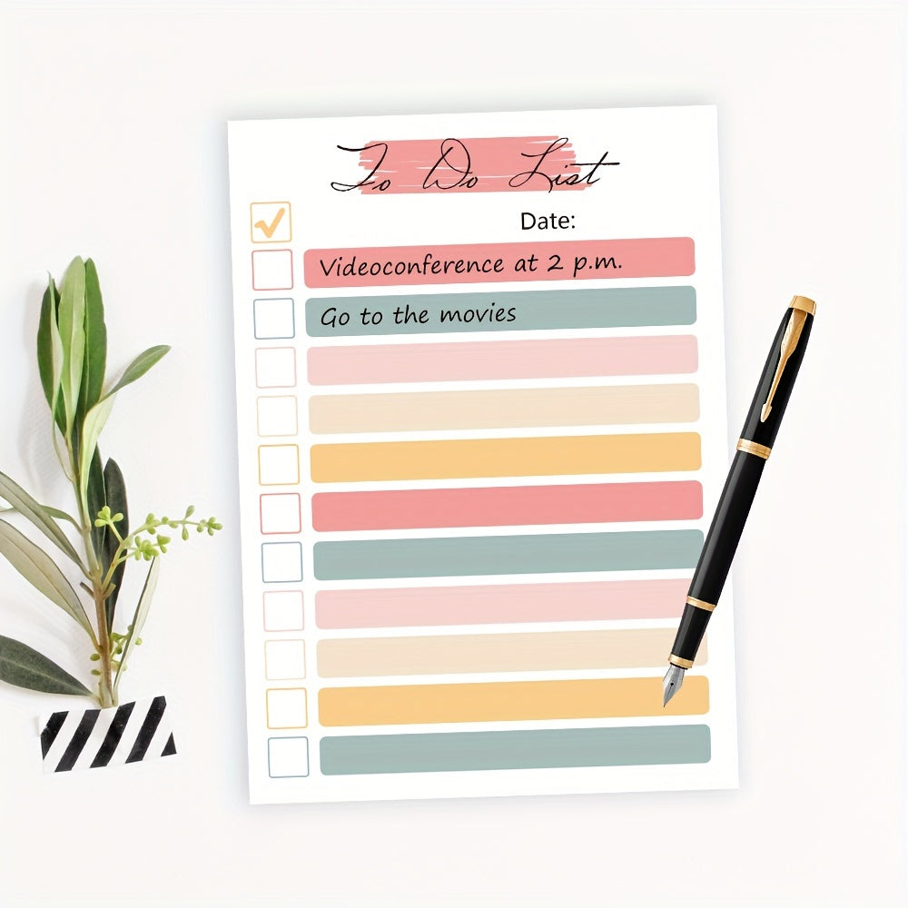 1pc with Four Designs, 50 Sheets of a To-Do List Notepad - Daily Planner Notebook, Measuring 5.5 by 3.9 Inches, Tear-Off Notepad, Portable, Suitable for Office Use, a Great Gift for The Workplace, Task List Organizer, School Supplies