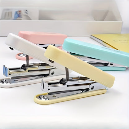 Morandi Color Durable ABS Mini Stapler - Desktop Stapler with 1000 Staples, Effortless Stapling, Compatible with No. 10 Staples, Portable Design