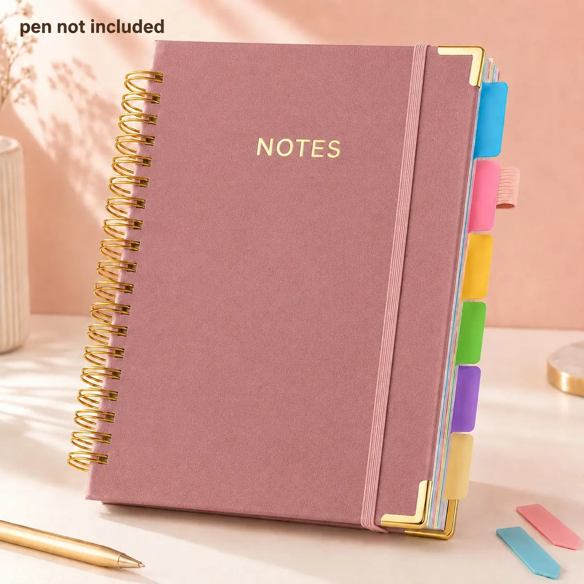2026 Hardcover Spiral Notebook, 300 Pages, Leather, 5-Subject, 8x10 Inch, Removable Dividers, for Work, School, Travel, Study