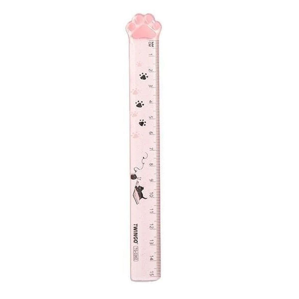 15CM Pink Cats Claw Straight Rulers, Plastic Measuring Tool Kawaii Measuring Rulers, Portable Stationery School Supplies Stationery Transparent Ruler Drafting Tools and Drafting Kits