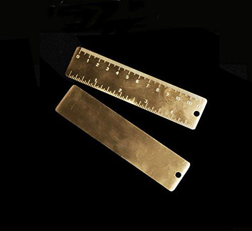 Ergonflow Gold Brass Ruler - Vintage Metal Copper Bookmark Dual Scale Engraved 4.75" (12Cm) Set of 2