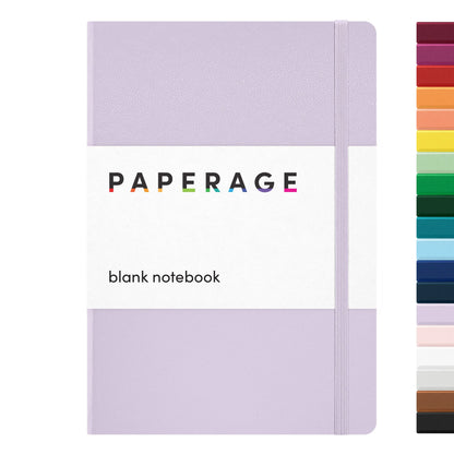 PAPERAGE Blank Hard Cover Notebook - 5.6"x8", 100 GSM Thick Paper, Leather Cover, Elastic Band, Dotted Junk Journal Supplies, Junk Journal Aesthetic Sketchbook (Office Stationery)