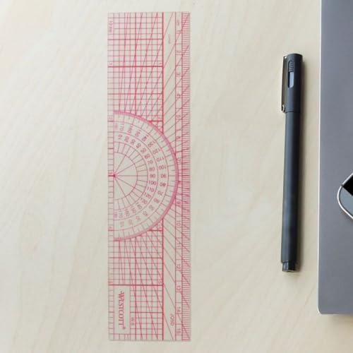 Westcott Engineers' Protractor Ruler, Dual-Scales Cm and Tenths-Inch, Back-to-School, School Supplies, Classroom Supplies, 6-Inch