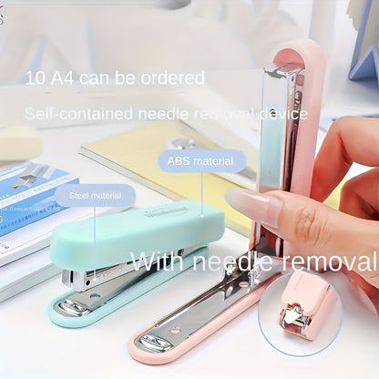 Morandi Color Durable ABS Mini Stapler - Desktop Stapler with 1000 Staples, Effortless Stapling, Compatible with No. 10 Staples, Portable Design
