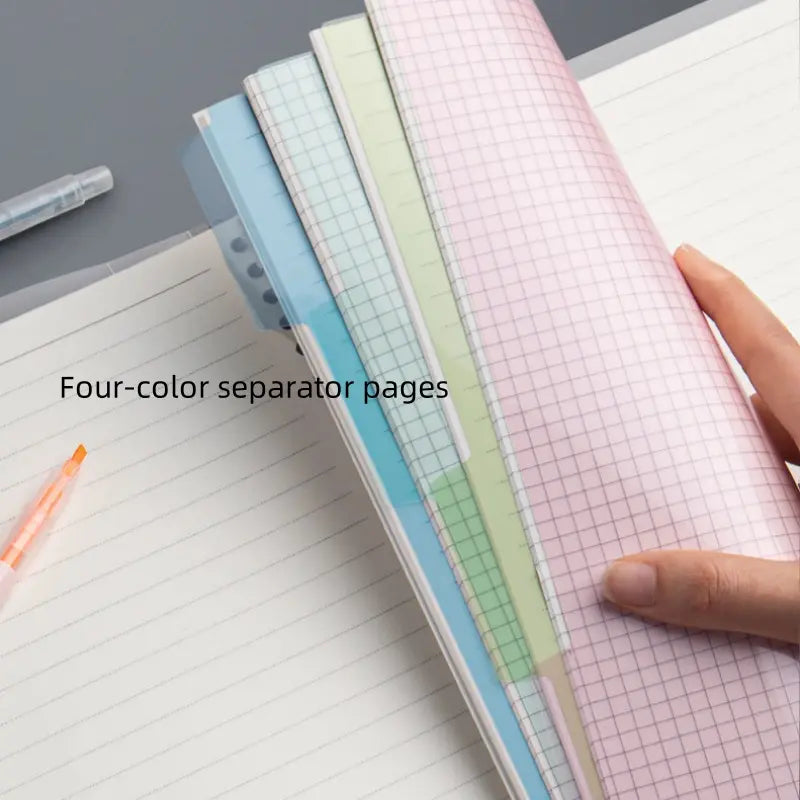 A5/b5 Loose-Leaf Notebook with Removable Metal Clip, 60 Pages of Ruled Paper, One-Button Design for Easy Refills, Refillable, Ideal for Office, Meetings, Study, Notebook for work