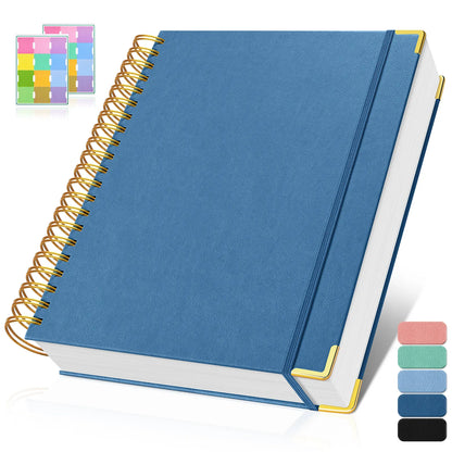 OMEYA Premium Leather Hardcover Notes Notebook, A4/A5 Stationery Supplies with Index Tabs, 300 Numbered 100GSM No-Bleed Thick Lined Pages, Twin-Wire Lay Flat Journal with Content Pages for Work, Study, College School Supplies, Back To School Haul, Cute Sc