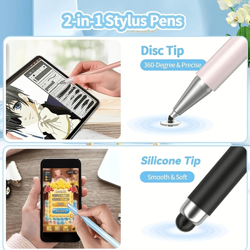 2pcs Capacitive Touch Touch Pens, Dual-End, Suitable for Smartphones, Tablets, Writing, Drawing
