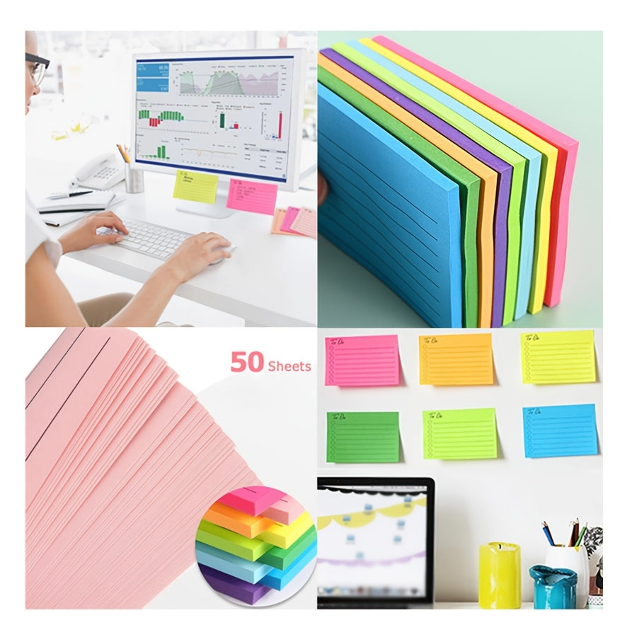 1/9 Book to Do Lined Sticky Notes Self-Stick Note Pads with Line Adhesive Memo Sticky Notes Notepad