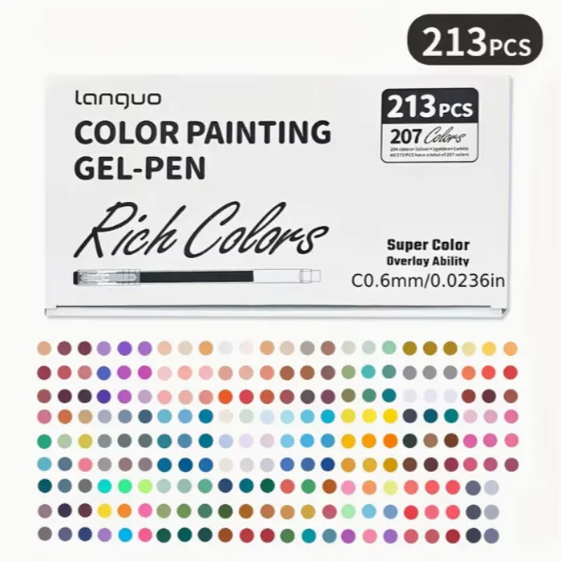 Languo 162/213pcs Gel Pen Set, Pens Set, 0.6mm Tip, Rich Colors, Smooth Writing, Large Ink Capacity, Multifunctional for Office, Art, DIY, Scrapbooking