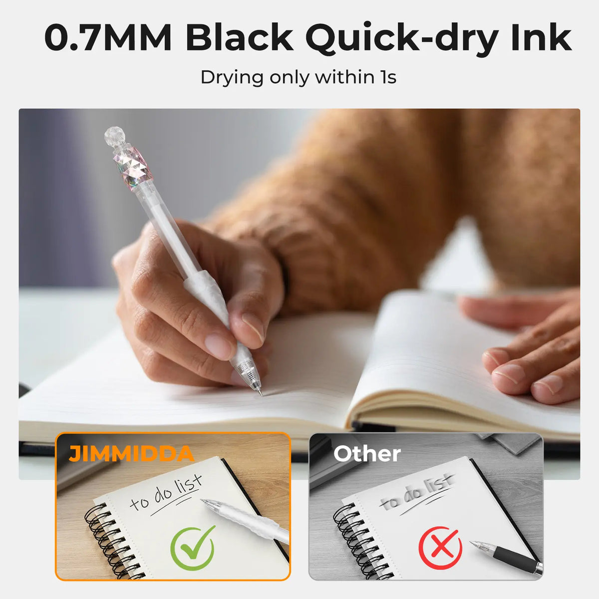 8 Pcs 0.7mm Fidget Rotating Black Ink Gel Pens - Rubber Grip, Quick-Dry Fine Point, Aesthetic Pens & Refills, High Flash - School Supply Shopping, Fun Desk Supplies for Office & Journaling, Quick-Drying,back to school,back to school haul