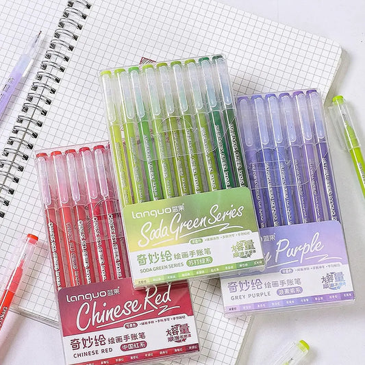 Languo 27PCS High-Capacity Portable Handheld Gel Pen Set Pack - Office Stationery Writing Tools for Students, Journaling