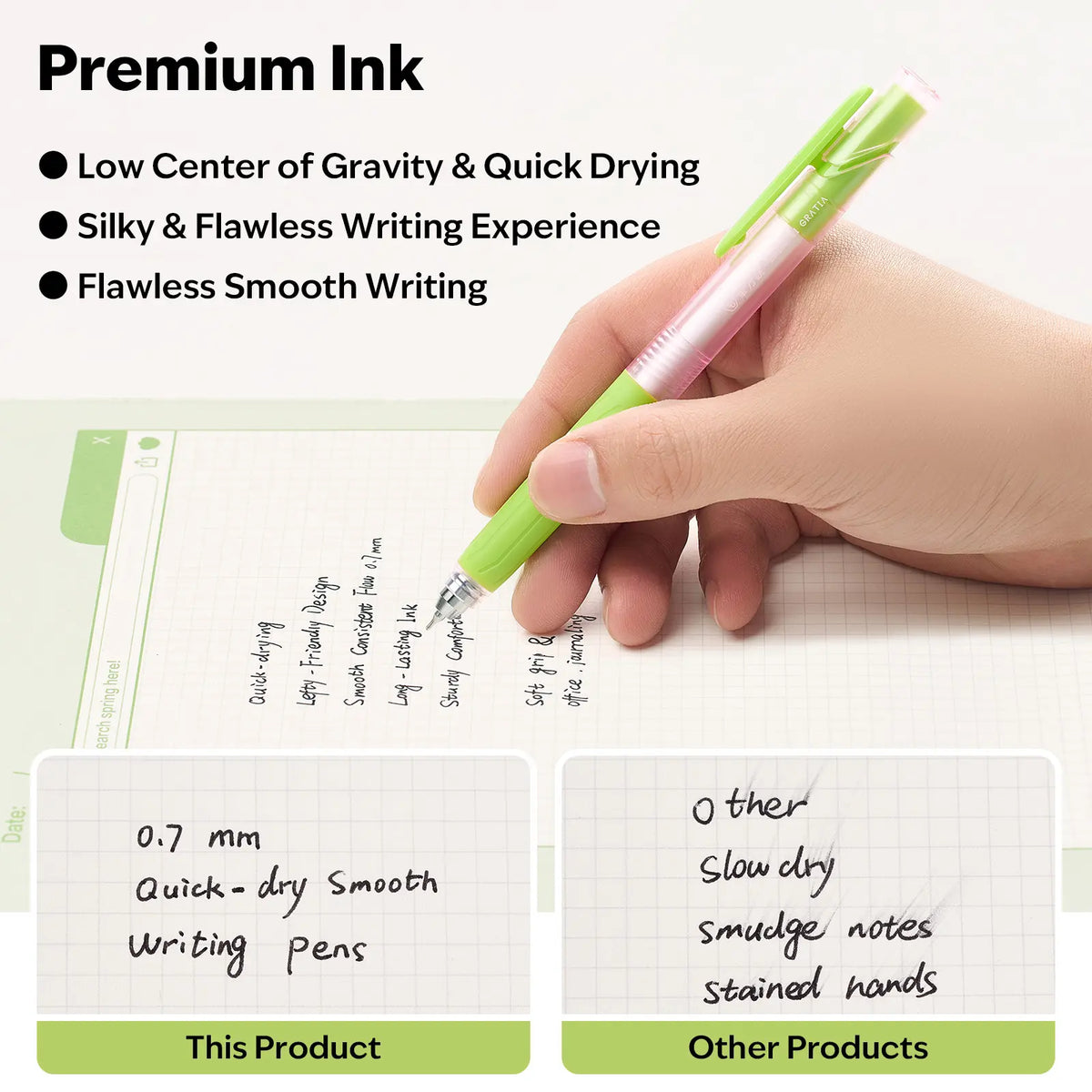 EpenGo Low-Center Gravity Gel Pens, 8-Pack, 0.7mm Medium-Fine Tip, Quick-Dry Ink, Smooth Writing, College Student Pen, Office Stationery for Journaling & Notes