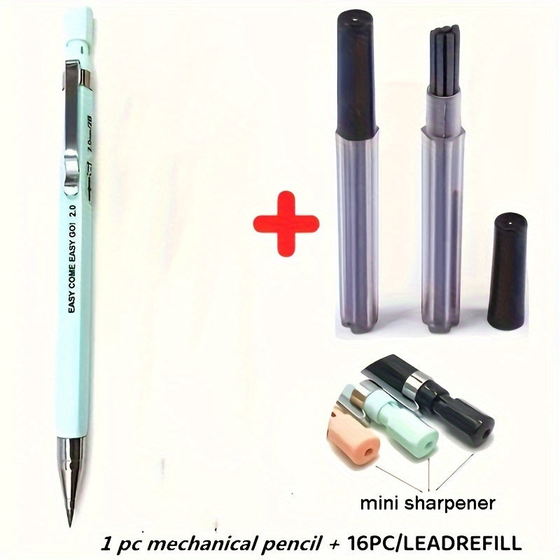 Multifunctional 2B 2.0Mm Mechanical Pencil with Built-In Sharpener, Creative Drawing And Art Supplies, Office And Study Essentials, 1+16pcs Set