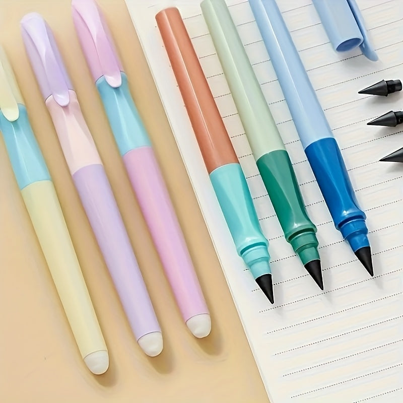 10pcs/Set (1pc Pencil And 6pcs Lead And 3pcs Erasers), Durable Non-Sharpening Pencil, Built-In Eraser - Visually Appealing, Ideal for Drawing And Writing, Back-To-School Supplies
