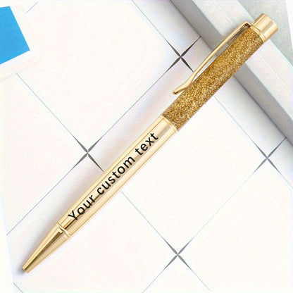 1pc Custom Liquid Sand Round Ballpoint Pen - Personalized Engraved Rose Golden Glitter Pen - Christmas Gift - Bridesmaid Gift - Female Boss Pen - Valentine's Day Gift, Custom Engraved Ballpoint Pen for Company and School
