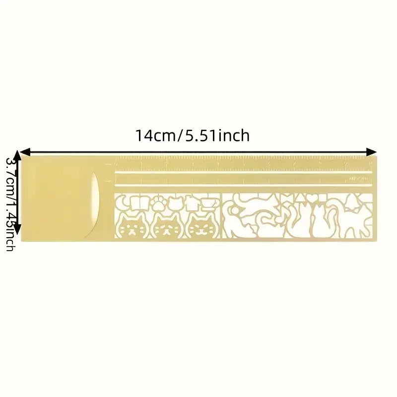 1pc 3-In-1 Cat Lover Ruler Template, Cute Dual-Sided Bookmark & Ruler, Precise Multifunctional Stationery for Journals, Planners, Note-Taking Accessories, Home Office Supplies