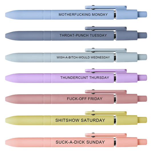 Funny Daily Quote – 7-Pack Smooth Writing Novelty with Sarcastic Sayings, Quick Drying  rainbow Gel Pens Set Hilarious Office Gifts for Coworkers & Adults, Colored Pens Set, Humor, Witty,back to school haul,college school supplies,back to school shopping