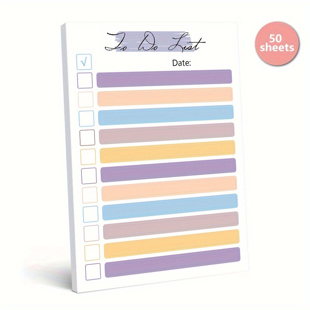 1pc with Four Designs, 50 Sheets of a To-Do List Notepad - Daily Planner Notebook, Measuring 5.5 by 3.9 Inches, Tear-Off Notepad, Portable, Suitable for Office Use, a Great Gift for The Workplace, Task List Organizer, School Supplies