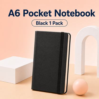 [Premium PU Leather Notebook] Pocket Hardcover Notebook A6, 84 Sheets Thick Creamy Paper, Premium PU Leather Cover, 8 Colors Available, Lined Journal with Elastic Closure for Writing Journaling Office School