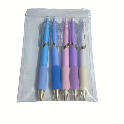 5pcs Gel Pen Soft Grip Click Pens, Smooth Writing with Continuous Ink, 0.5mm Black Refill Click Pen