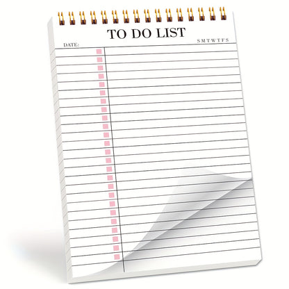 Office Supplies to Do List Notepad, Undated Daily Planner Notepad with to Do List Notebook Checklist Planner Spiral Cover Notepad for School Planner, 52 Sheets, 5.71"*8.66" A5 Size