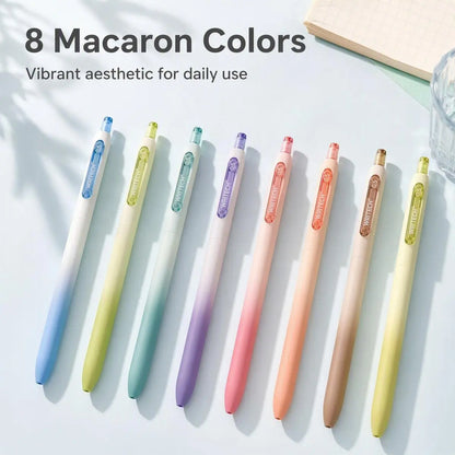 8Pcs Retractable Gel Pens, 0.5mm Black Quick-Dry Smooth Ink, Gradient Pastel Barrel, Silent-Click Mechanism, Gift-Ready for Teen Girls, Journaling & Office Stationery school pack practice essential accessory retractable pen holiday writing tool lover love