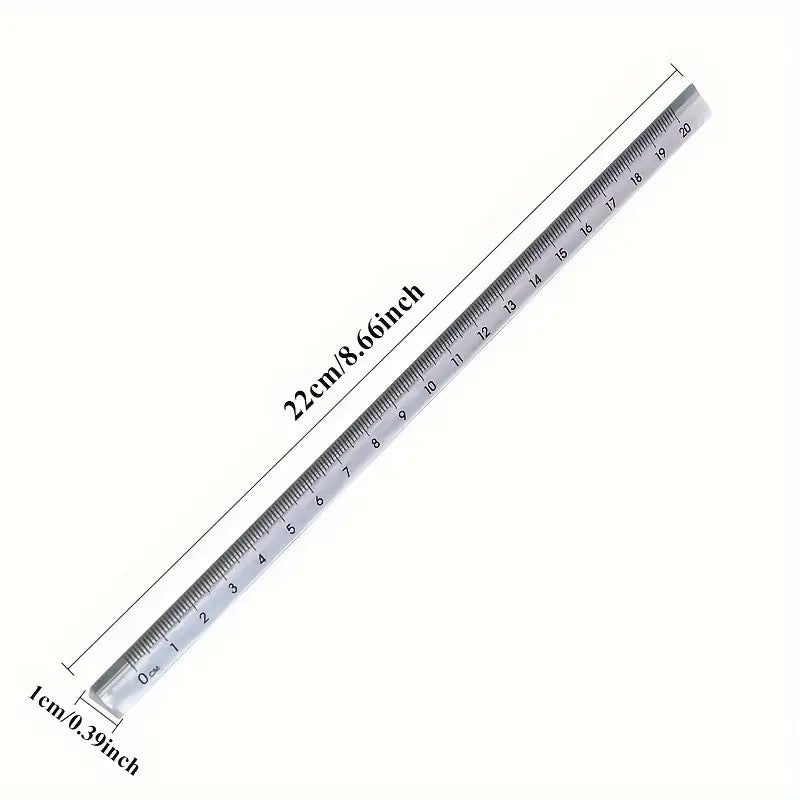 3-Piece Ruler Set, High Clarity Glossy Surface, Clear Ruler, Drawing and Exam Rulers, Durable Educational Tools, Desk Ruler, Learning Supplies