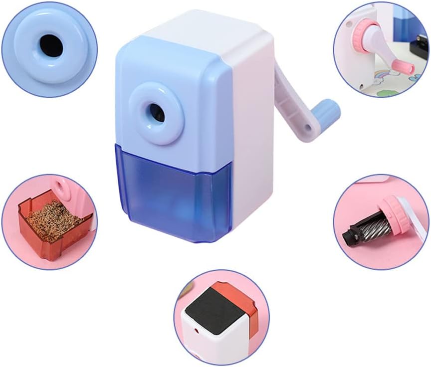 Pencil Sharpeners Manual Sharpener Desktop Colored Pencil Sharpener Handheld Children Kids Gift School Stationery Office Students Supplies (Blue)