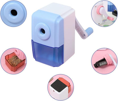 Pencil Sharpeners Manual Sharpener Desktop Colored Pencil Sharpener Handheld Children Kids Gift School Stationery Office Students Supplies (Blue)