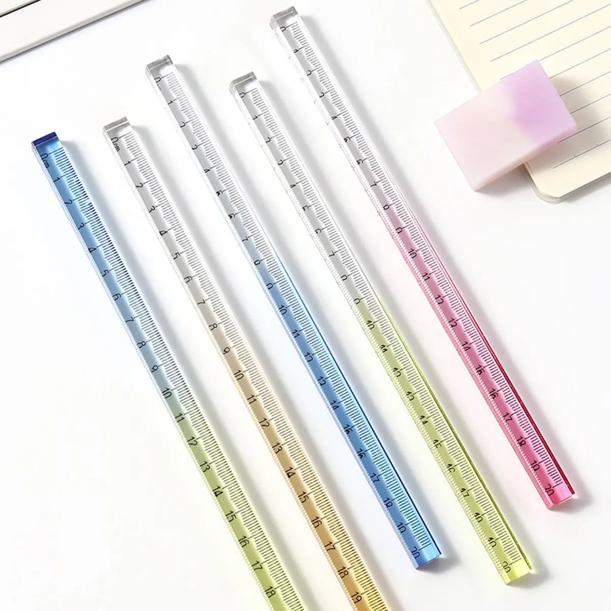3/5Pcs Gradient Transparent Ruler, Measuring Instrument, 20cm Length, Square Edge Thickened Design for Strength and Durability, Clear Accurate Measurement Scale, Smooth Edges, Portable, Suitable for Study, Drawing, Office and Daily Measuring