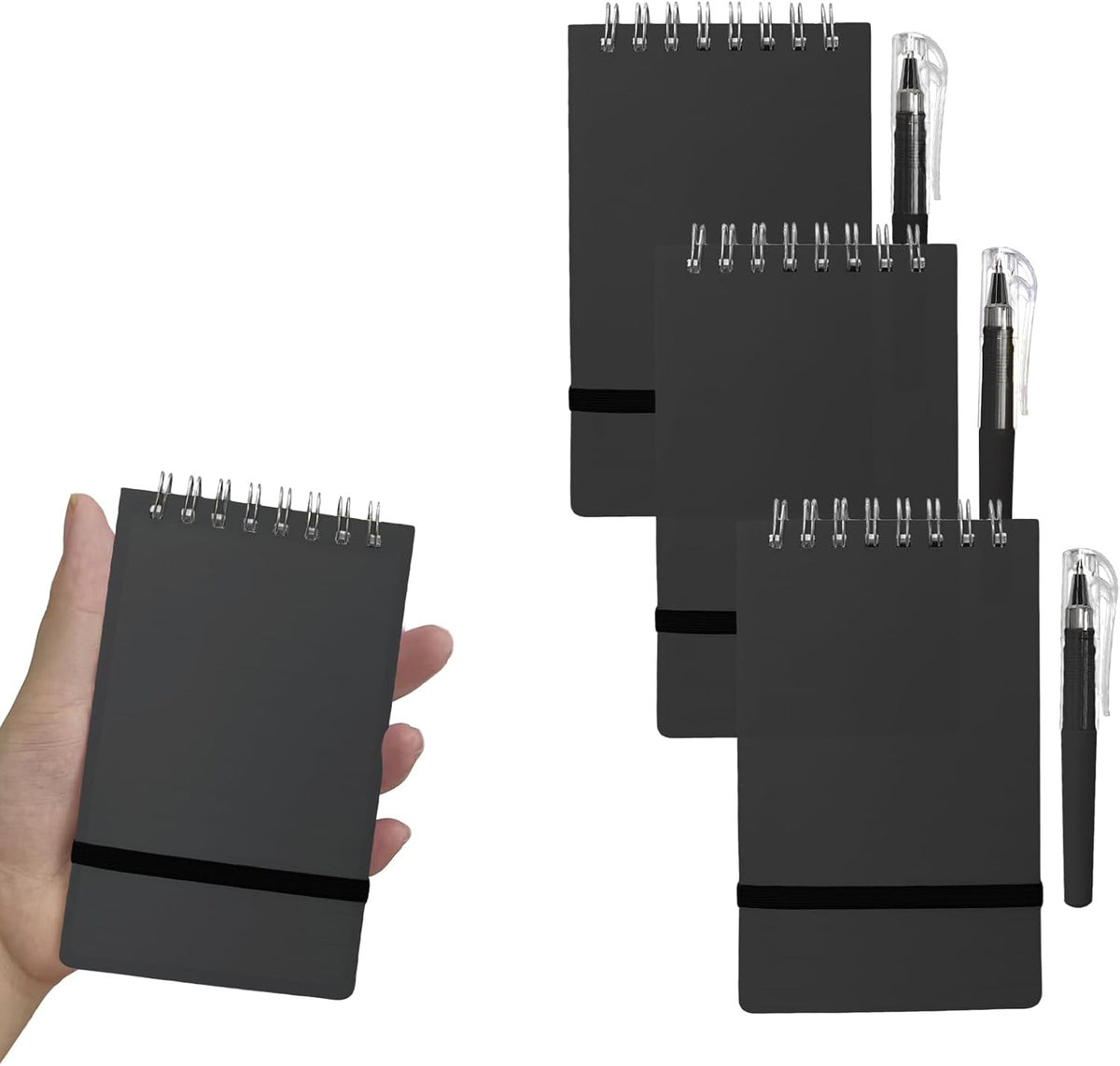 3 Pack Pocket Spiral Notebook With Pen, 5.1"x 3.1" 100 Pages A7 Lined Paper