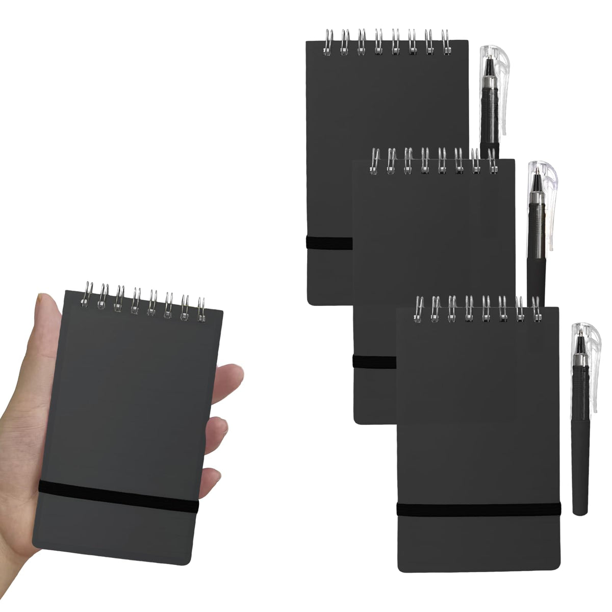 3 Pack Pocket Spiral Notebook With Pen, 5.1"x 3.1" 100 Pages A7 Lined Paper