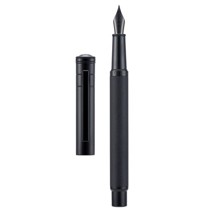 Matte Black Forest Fountain Pen Extra Fine Nib Classic Design with Converter and Metal Pen Box Set by Asvine