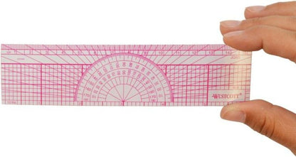 Westcott Engineers' Protractor Ruler, Dual-Scales Cm and Tenths-Inch, Back-to-School, School Supplies, Classroom Supplies, 6-Inch