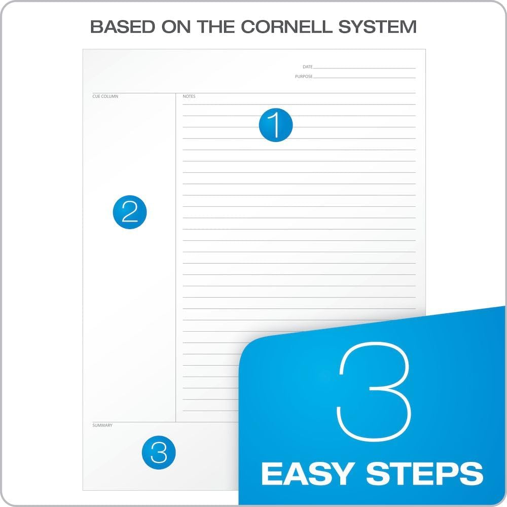 Oxford FocusNotes Note Taking System 1-Subject Notebook, 11 x 9 Inches, White, 100 Sheets (90223) - Black