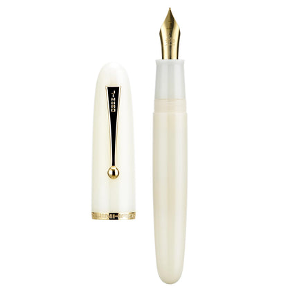 Jinhao 9019 Fountain Pen Dadao Series Ivory White #8 Heartbeat Fine Nib Large Converter Smooth Writing Instrument