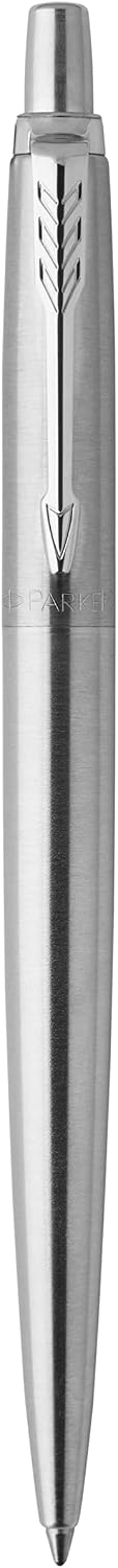 Parker Jotter Ballpoint Pen, Stainless Steel with Chrome Trim, Medium Point, Blue Ink - Smooth Writing, Polished, Professional, Sleek Design